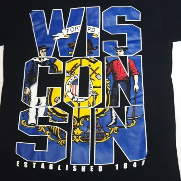 Wisconsin State‎ Flag Tourist Souvenier T-Shirt S - Picture 2 of 3
